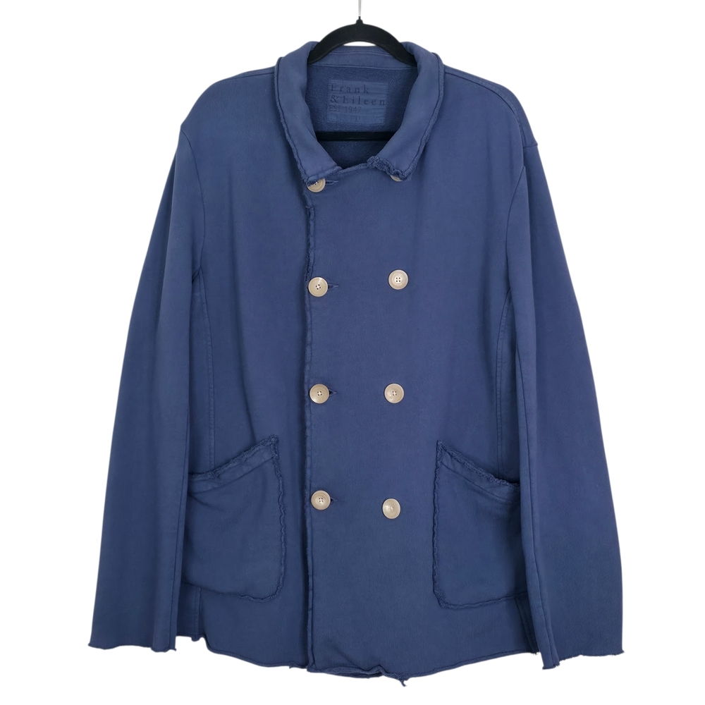 Frank & Eileen Belfast Jacket Atlantic Slate Blue Triple Fleece Peacoat Size L - Picture 2 of 7